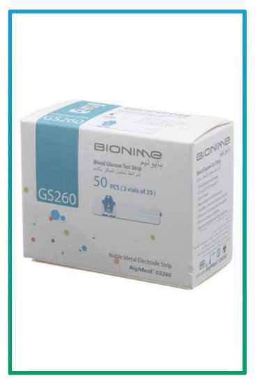 صورة شرائط إختبار السكر bionime gs260